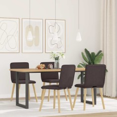 vidaXL Scaune de bucătărie, 4 buc., maro &icirc;nchis, material textil
