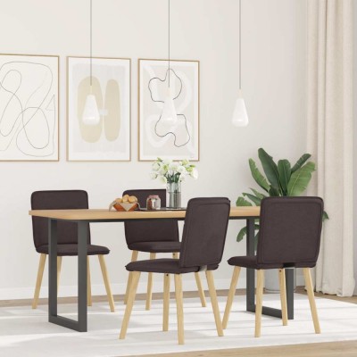 vidaXL Scaune de bucătărie, 4 buc., maro &amp;icirc;nchis, material textil 3315324 foto