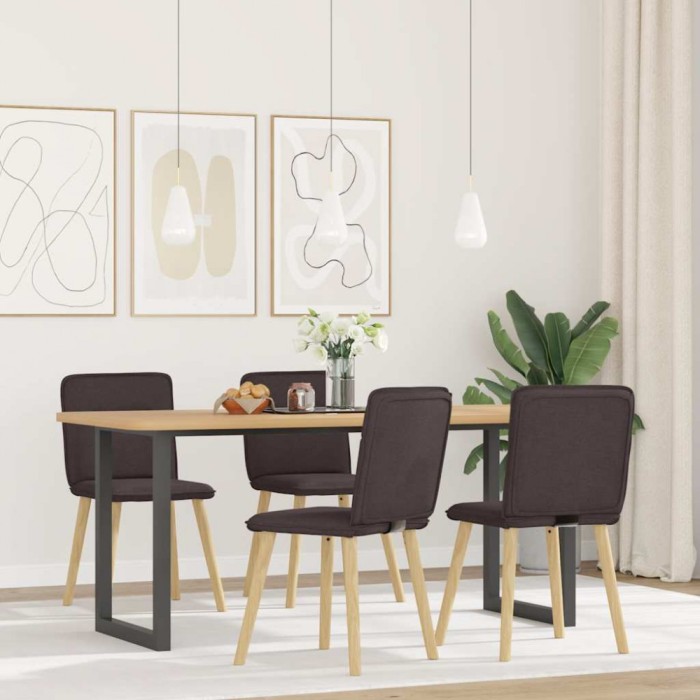 vidaXL Scaune de bucătărie, 4 buc., maro &icirc;nchis, material textil 3315324