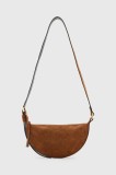 AllSaints geanta de mana din piele intoarsa HALFMOON culoarea maro, W334XC