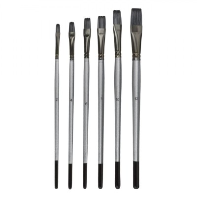 Set Pensule Desen, Painter&amp;#039;s Brush, V&amp;acirc;rf Plat, M&amp;acirc;ner Negru Argintiu, 6 Bucăți foto