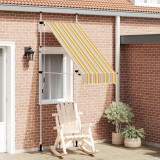 Copertină retractabilă manual, galben &amp; albastru, 100 cm, dungi