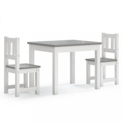 Set masă&amp;amp;scaun pentru copii, 3 piese, alb și gri, MDF foto