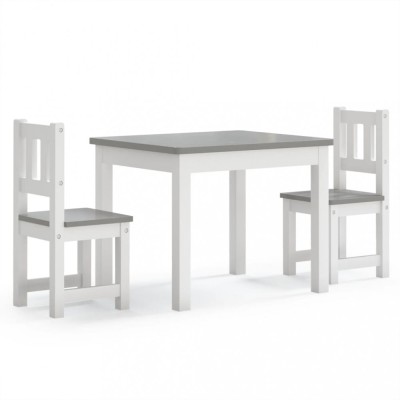 Set masa&amp;amp;scaun pentru copii, 3 piese, alb si gri, MDF foto