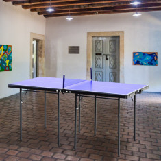 HOMCOM masa ping-pong pliabila, 153x76.5x67cm, albastra foto