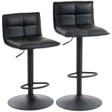 HOMCOM Set de 2 taburete de bar reglabile pe &icirc;nălțime cu șezut rotativ din PU 44 x 45 x 85-106 cm negru | Aosom Romania
