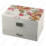 Cutie bijuterii cu sertar din piele ecologica 23x16x14 CM Flower