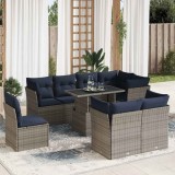 Gossi set canapele gradina cu perne 9 piese gri poliratan/lemn acacia