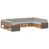 vidaXL Set de canapele de exterior 9 pcs Natural și gri deschis 3383849