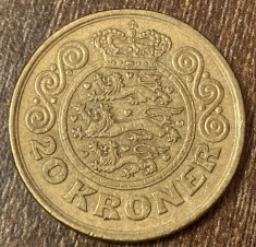 C50 - Moneda foarte veche - Danemarca - 20 coroane / kroner - 1991