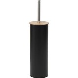 Perie Toaletă Inaltă Metalică Capac Bambus &ndash; Negru Compoziție Bambus + Pvc + Metal