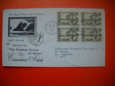 HOPCT PLIC S FDC NR 674 ARTISTI CANADIENI 1967-CANADA -NECIRCULAT foto