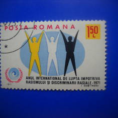 HOPCT LOT NR 194 ANUL IMPOTRIVA RASISMULUI 1971-1 TIMBRU VECHI-STAMPILAT ROMANIA