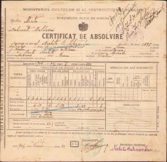 A1188 Certificat de absolvire clasa a V-a, 1907, județul Vaslui