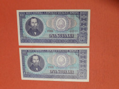 Bancnote romanesti 100lei 1966 serii consecutive unc foto