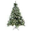 Brad artificial decorat cu conuri pin nins de craciun 1.8m, pentru perete/colt, 862 ramuri, suport metalic inclus, verde, Oem