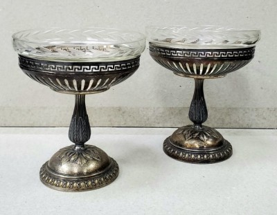 Theodor Radivon, Pereche de cupe din metal argintat si cristal, Germania, cca. 1906 foto