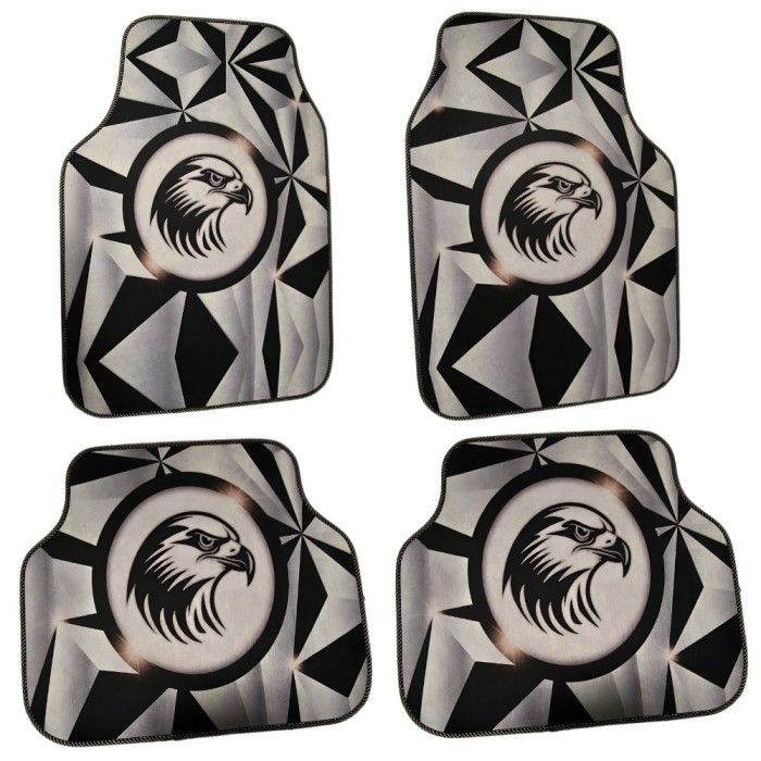 Covorașe auto universale DECOMAT 3D &ndash; set 4 bucăți cu design vultur, lavabile, antiderapante