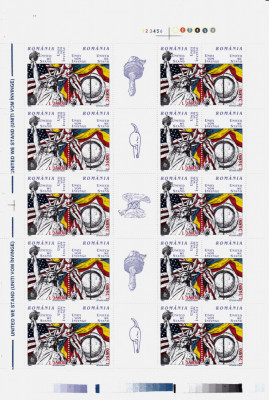 ✅RO 2002 , LP 1581b ,&amp;quot;Uniti vom invinge &amp;quot; , in coala de 10 serii+5viniete ,MNH foto