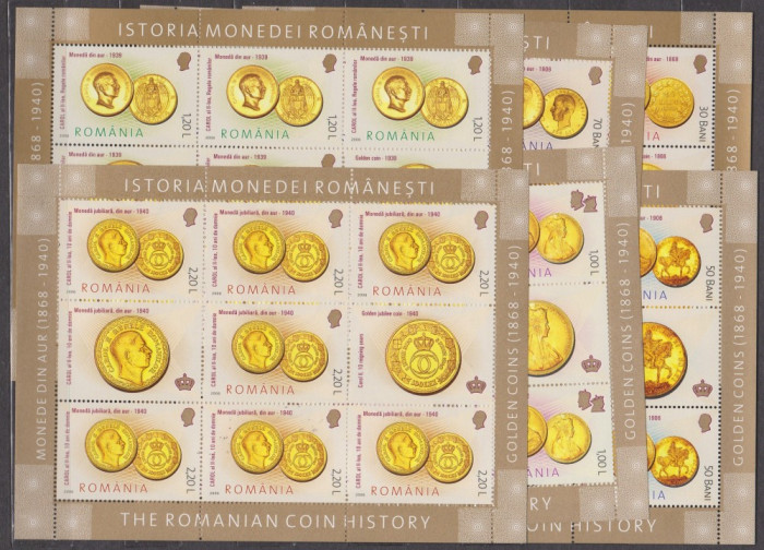 DB Romania 2006 Istoria monedei romanesti minicoli MNH