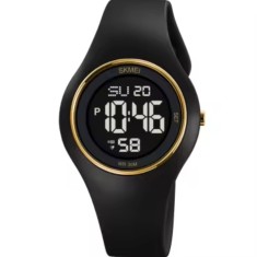Ceas de mana barbatesc Skmei Digital Cronometru Alarma Casual Sport Fashion Negru Auriu