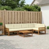 vidaXL Set de canapele de exterior cu pernă 6 pcs Natural și Crem 3382588