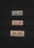 China set 3 cupoane alimentare 0.5+1+5 1989-1990