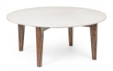 Cumpara ieftin Masuta cafea blat marmura alba picioare lemn Sylvester &Oslash; 75 cm x 32 h
