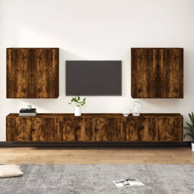vidaXL Set dulap TV, 8 piese, stejar fumuriu, lemn prelucrat 3188707 foto