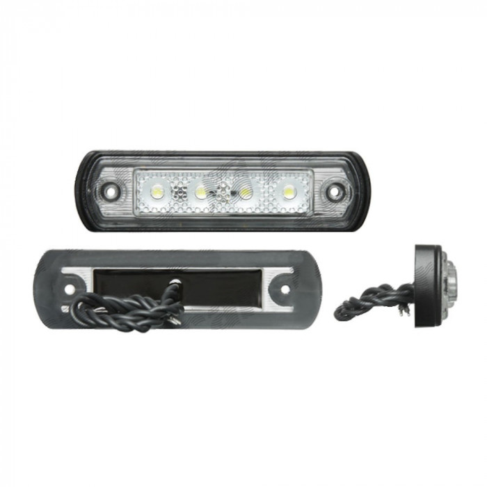 Lampa gabarit auto BestAutoVest 12/24V dreptunghiulara Alba cu Leduri, 110x30x15mm,1 buc.