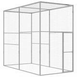 Cușcă pisici vidaXL, oțel galvanizat, 3x1.5x2.5m, argintiu, cu zăvor, cușcă exterioară robustă, sigură