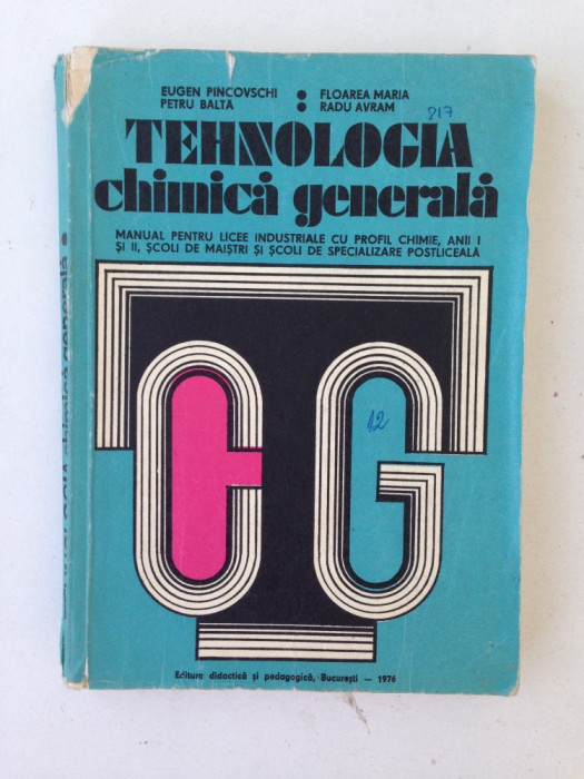 Tehnologia chimica generala/manual/colectiv/1976