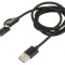 Cablu USB 2.0 1m 2,1A USB A la USB B micro și USB C