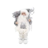 Mos Craciun, argintiu + alb, inaltime 46 cm, AK0122042