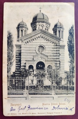 Bucuresci - Biserica Domua (Doamna) Balasa 1903 Bucuresti - printata, clasica, circulata la Jassy, timbru intact, stampile lizibile, Maier si Stern foto