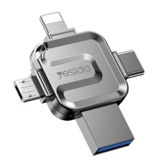 Card de memorie yesido 4in1 otg, usb, type-c, micro-usb, lightning, 5gbps, 256gb, grey foto