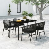 VidaXL Set de servit masa pentru grădină, 5 piese, negru