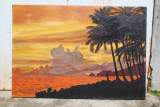 Apus in paradis tropical - tablou original, ulei pe panza (canvas), Marine, Altul