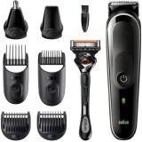 Aparat de tuns multifunctional Braun MGK5360 Wet&amp;amp;Dry, 13 de setari pentru lungime, 8 in 1, 4 piepteni, 2 accesorii extra, Aparat de ras Gillette,