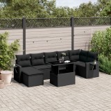 Cumpara ieftin Gossi set mobilier de gradina cu perne, 8 piese, negru, poliratan