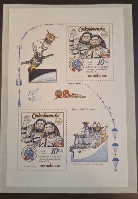 Cehoslovacia MNH 1983 - Programul Intercosmos spatiu astronauti - bloc foto