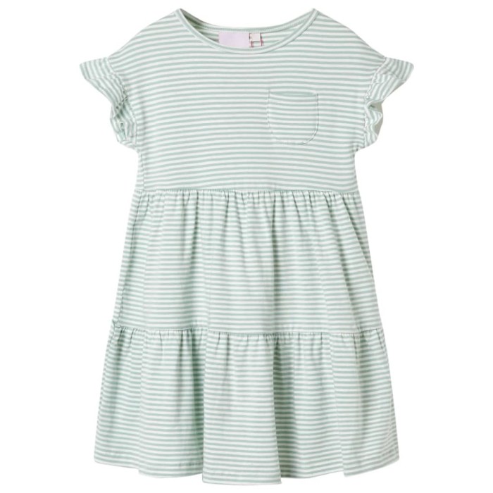 Rochie pentru copii, m&acirc;neci cu volane, verde mentă, 116 11511