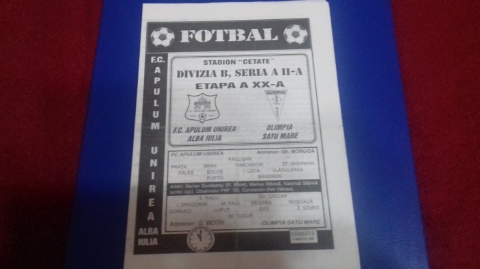 program Unirea Alba I. - Olimpia SM