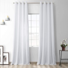Draperie din catifea cu inele albe, Madison, 150x215 cm, densitate 700 g/ml, Alb, 1 buc
