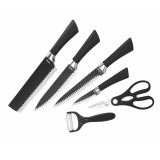 Set de cuțite &icirc;ntr-o cutie magnetică Voltz V51633E6G, 6 bucăți, Cuțit, Foarfece, M&acirc;ner cauciucat, Negru