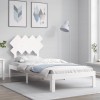 Gossi cadru de pat cu tablie, alb, 90x200 cm, lemn masiv