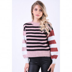 Pulover Gros Vero Moda Iva Stripe O-Neck Roz foto