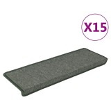Cumpara ieftin Covorase pentru scari, 15 buc., 65x21x4 cm, verde inchis, cu margini dreptunghiulare