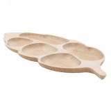 Platou lemn fag servire forma frunza 5 zone 71x32cm Zilan EXT 6177