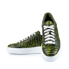 Sneakers barbati croco verde electric din piele SK19